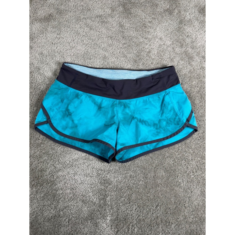 Lululemon Speed Up Running Shorts Blue Tie Dye Marble Print Size 6